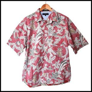 Tommy Hilfiger Golf Red Floral Hawaiian Style Button Up Men's‎ XL Cotton